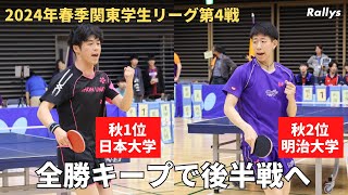 秋1位の日本大は駒澤大と　秋2位の明治大は中央大と対戦　専修大vs法政大はラストにもつれる熱戦に｜春季関東学生リーグ男女1部2部第4試合