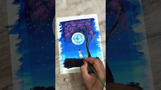 Moonlight Night Scenery #art #short #painting