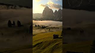 Majestic Mountains: Awe-Inspiring Sunny Vistas Over Lush Meadows #shorts