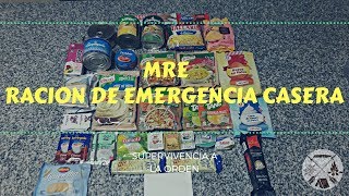 MRE ración de emergencia casera (desayuno y almuerzo/cena)