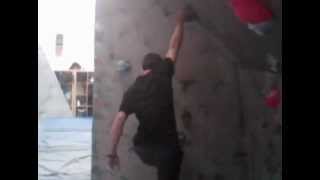 One handed Climbing, slight overhang