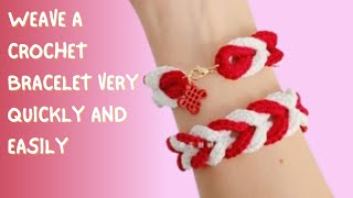 How to make a very beautiful crochet bracelet tutorial _ crochet bracelet pattern for begginers