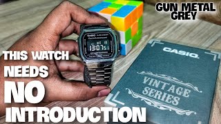 Casio A168 WGG vintage watch gun metal grey Unboxing