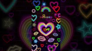 Dark neon love heart rainrow