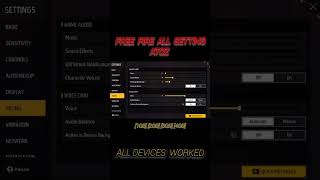 FREE FIRE KE ALL SETTING AtoZ 1gb ram,2gb ram,3gb ram ,4gb ram Moblies#virlvideo#ffallsetting#A1,A2,