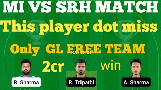 mi vs srh dream11 team mumbai vshyderabad dream11 team prediction |dream11 team of today match