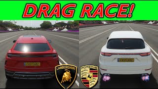 Forza Horizon 4  | Lamborghini Urus Vs Porsche Cayenne Turbo   1/4 Mile Drag Race!