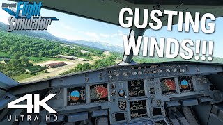 Flight Simulator 2023 | Airbus A320-200 | INSANE Graphics EXTREME GUSTS Landing At Tivat | 4K | MSFS