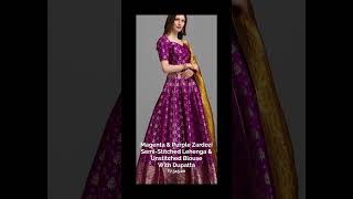 Magenta Purple Zardozi Semi Stitched Lehenga Unstitch Blouse With Dupatta #lehenga #dupatta #blouse