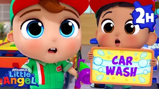 🧼 Working at the Car Wash! | Little Angel | Fun Kids Songs | Nursery Rhymes