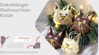 Dekohänger Weihnachtsdeko 4 Stück braun gold beige Katze handgemacht