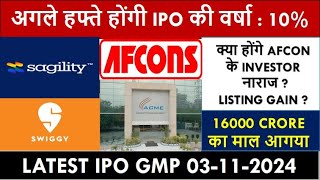 Latest IPO Gmp Today Price | Sagility IPO Gmp Today | Swiggy Ipo Gmp  | ACME SOLAR HODING GMP