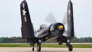 Big Old VOUGHT F4U CORSAIR AIRCRAFT ENGINES Cold Starting Up 3