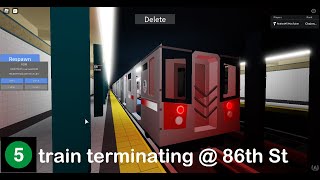 IRT Subway: 86th Street bound R142 (5) train Terminating @ 86th Street