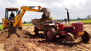 Jcb 3dx Backhoe Loader Machine Loading Mud In Old Mahindra 475 Di Tractor | Jcb Tractor | Jcb Video