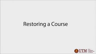 UTM e-Learning | Back-up and Restore