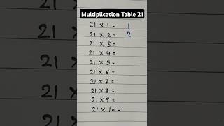 Multiplication Table of 21 📚✨️ #multiplication #tables #maths