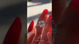 Cushion Cut Hidden Halo Style Moissanite Engagement Ring #ringgoals #engagmentring #ytshort #yt