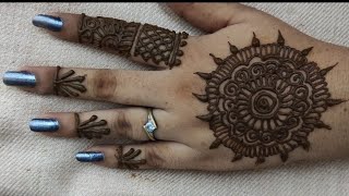 Beautiful flowers simple easy mandala gol tikki henna designs for hands for eid, wedding I make  meh