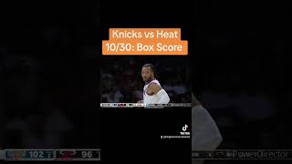 Knicks vs Heat 10/30: Box Score