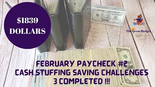 AUDIO FIXED!  ||  CASH STUFFING FEBRUARY PAYCHECK #2 || $1839  ||  LARGE AND SMALL CHALLEGES!