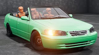 Toyota Camry XV20 (кабриолет) необычный краш-тест с манекенами в BeamNG.drive