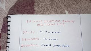 🔥 Srushti Jayant Deshmukh Booklist for UPSC CSE | UPSC Topper Booklist