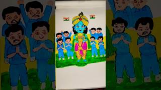 krishna 🦚 world cup🌍🏆 drawing ✨#shortvideo#jaihind  #art#shorts  #india #krishna #worldcup#viral