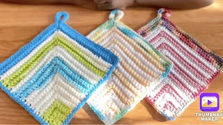 Crochet Striped Dishcloth Tutorial with Jonah's Hands