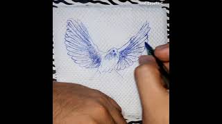 Dibujando PALOMA  en una servilleta con un bolígrafo Drawing DOVE on a napkin with a pen |#Shorts