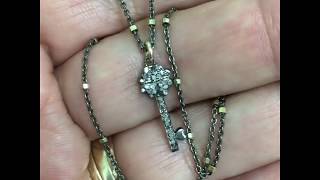 Diamond pave Key charm Necklace