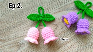 Ep2. Leaves 🌿Crochet Lily of the Valley Flower Keychain Tutorial step by step #crochetkeychain