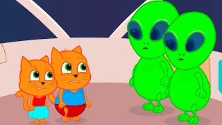 Familia de Gatos - Tenemos miedo de los extraterrestres Dibujos Animados Para Niños