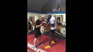 Frank Bruno on the pads 2015