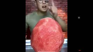 Guy eats watermelon in one second (x2 speed) #memes #funny