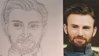 Captain America portrait, drawing journey 66