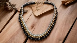 DIY Beaded & Faux Pearl Collar Necklace Tutorial | Easy & Elegant Jewelry Making