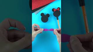 Minnie Mouse pencil toppers of foam sheet #minnie #foamcraft #diy #diycraft #school #disney