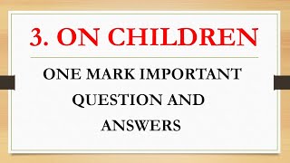 2nd PUC On Children question and answer