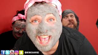 Couple try the bubble face mask.