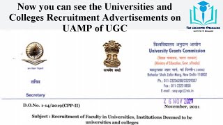 UGC notification regarding filling vacant faculty posts and upload advertisement on UAMP Portal