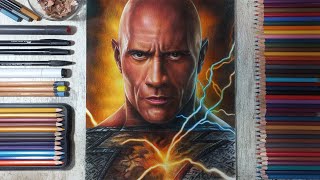 Drawing Black Adam - The Rock (Dwayne Johnson) | Fame Art