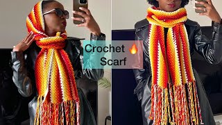 How To Crochet A Scarf With Braided Tassels / Moss Stitch