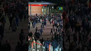 Liverpool fans leave stadium together as they never walk alone