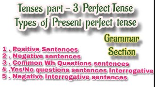 Types of Present perfect tense| Grammar Section Part -3 Spoken English |Learn English through Tamil