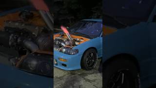 K20 Crx shoots flames on 2 step #automobile #honda #car #cars