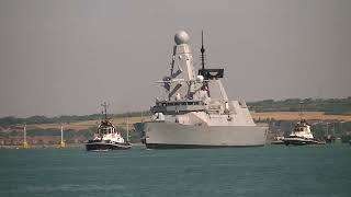 HMS Dauntless D33 leaving Portsmouth harbour 10/07/22   1