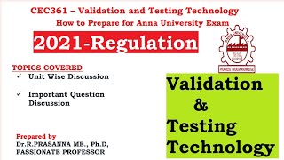 Anna University Exam Preparations - CEC361 Validation & Testing Technology