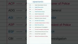 Important full forms ias, ips, dig, sp, gk most important full forms #ias #dm #ssc #upsc #shorts