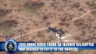 Brave woman rescues injured helicopter.